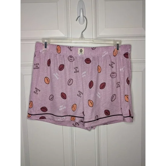 Life Is Good SS Tee Pants Shorts 3 Piece Pajama Set Game On Women's Large NWT - Picture 12 of 14